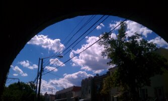Clouds and railway overpass (Astoria)
