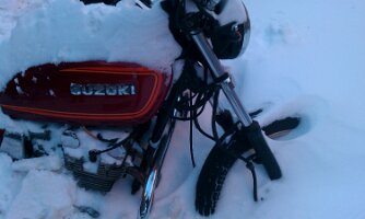 Half-buried motocycle
