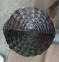 Fibonacci spiral on stoop newel